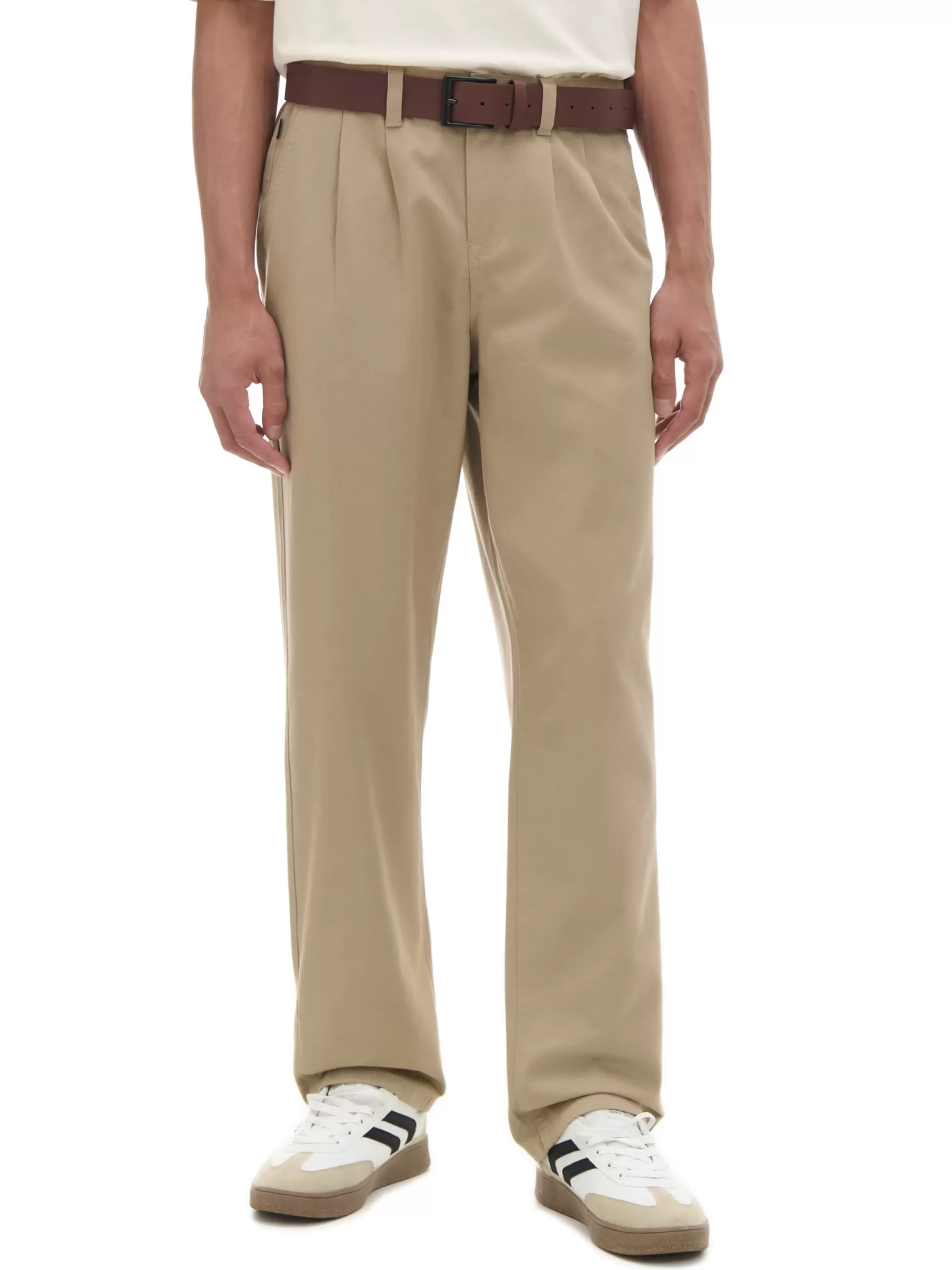 Cropp Spodnie | Bawełniane spodnie loose beżowy
