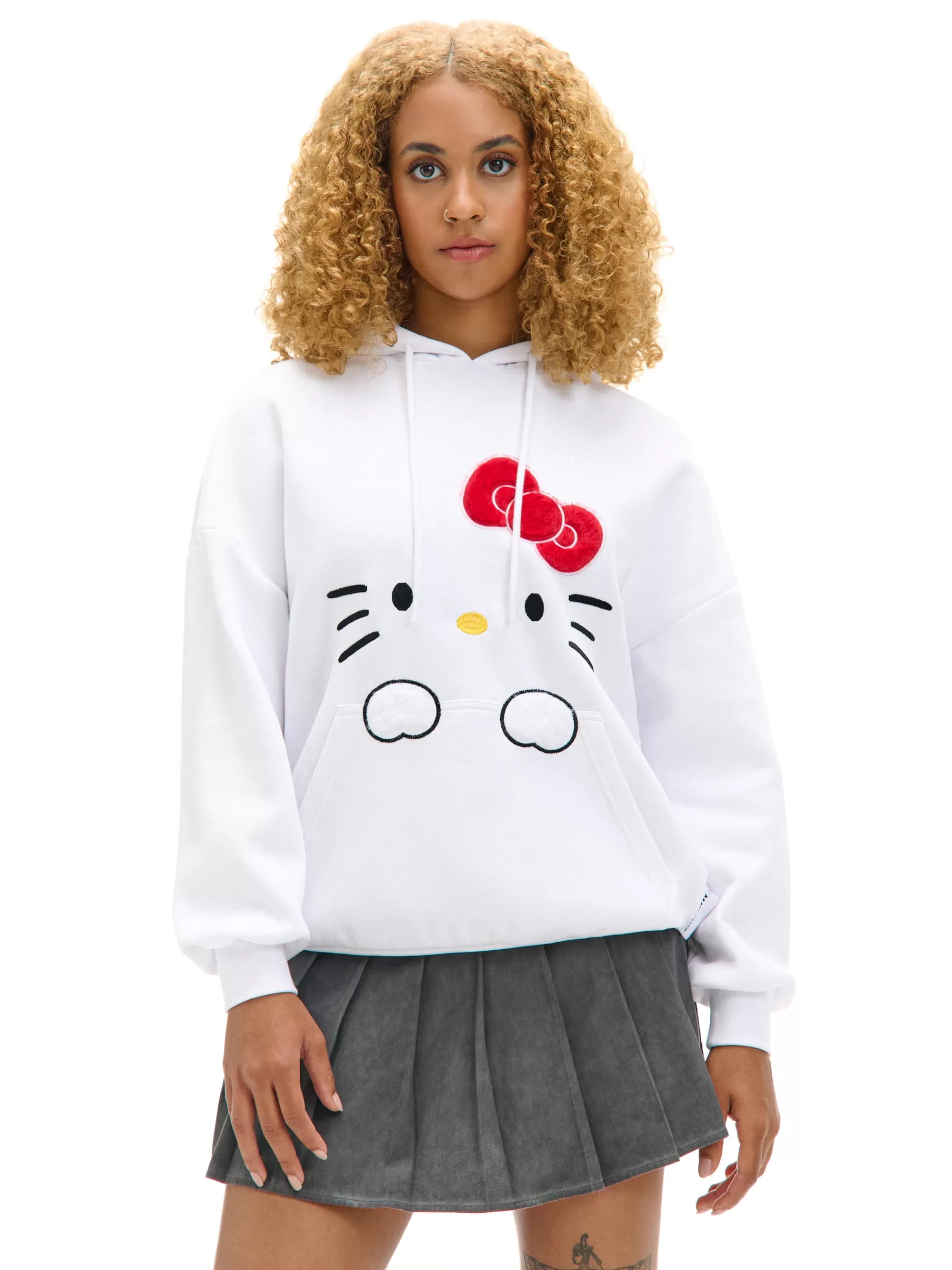 Cropp Bluzy | Biała bluza hoodie Hello Kitty biały