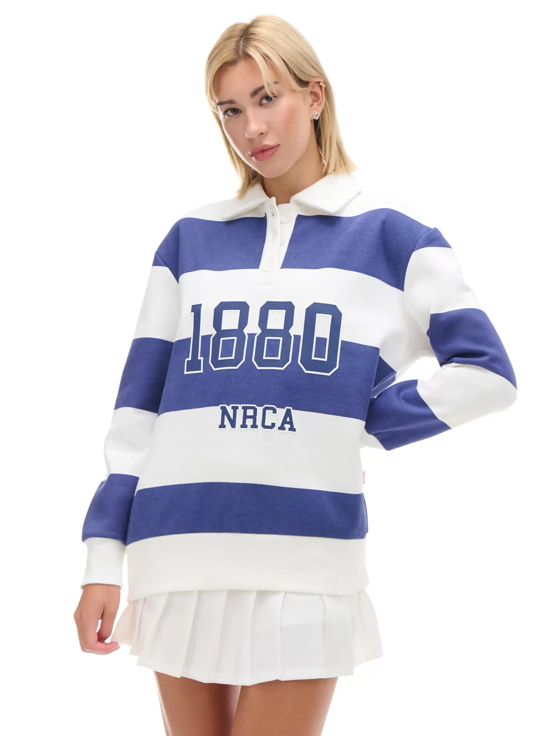 Cropp Bluzy | Bluza w paski z aplikacją kremowy