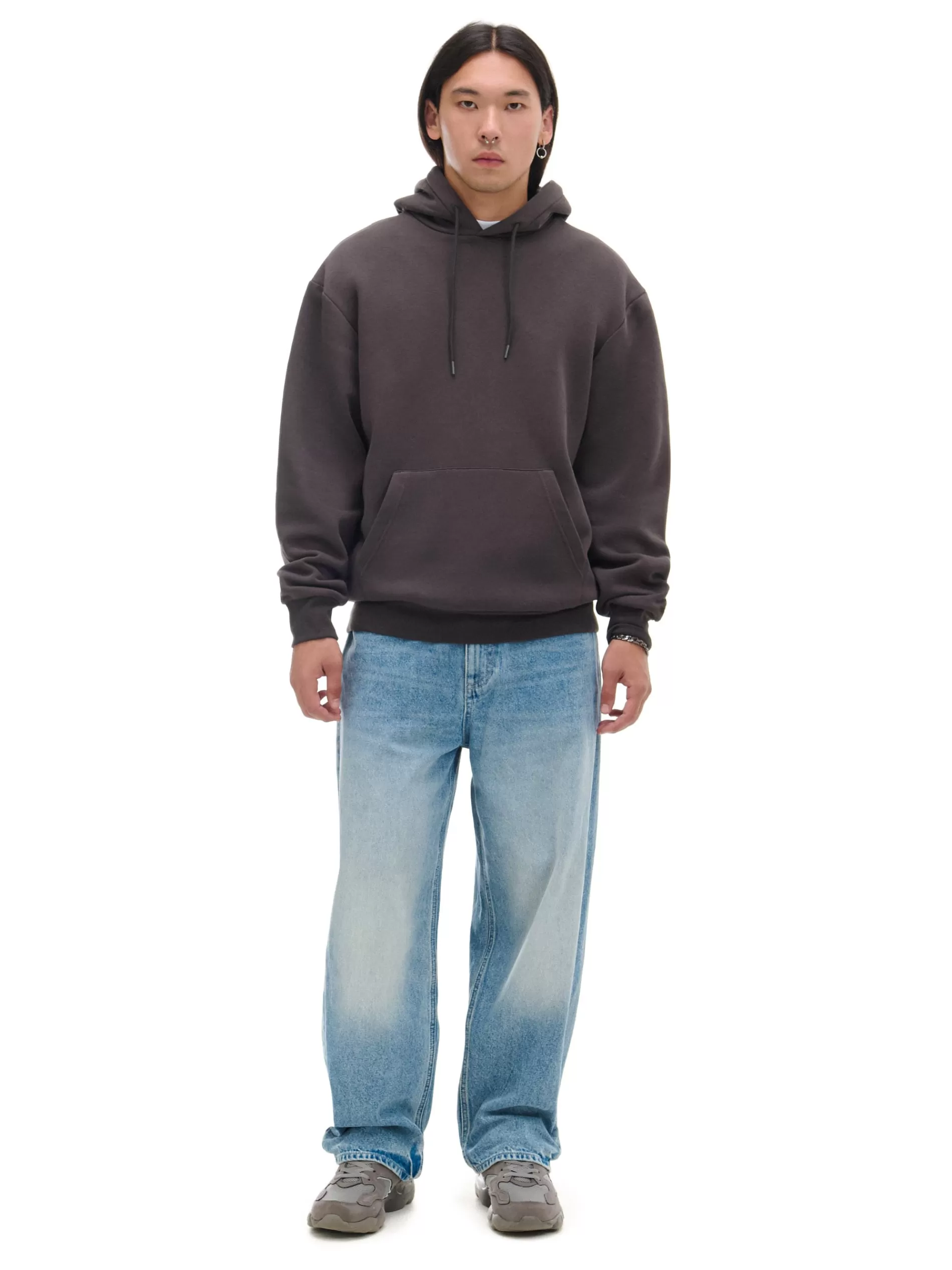 Cropp Bluzy | Sety | Brązowa bluza regular z kapturem czerwony