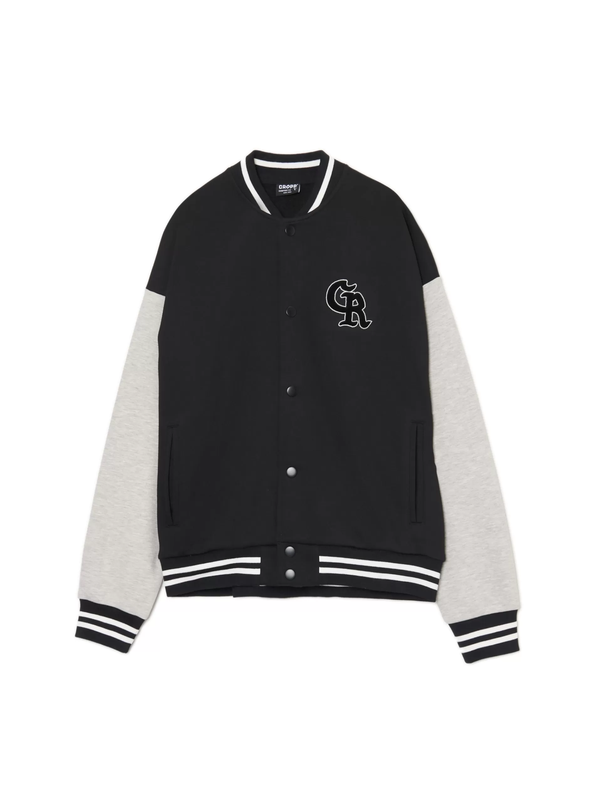 Cropp Bluzy | Czarna bluza college na zatrzaski czarny