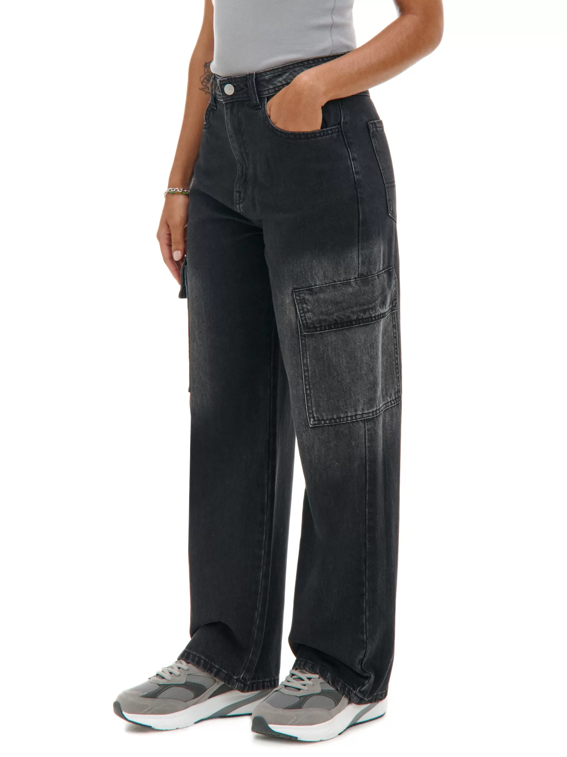 Cropp Jeansy | Czarne jeansy baggy PETITE czarny