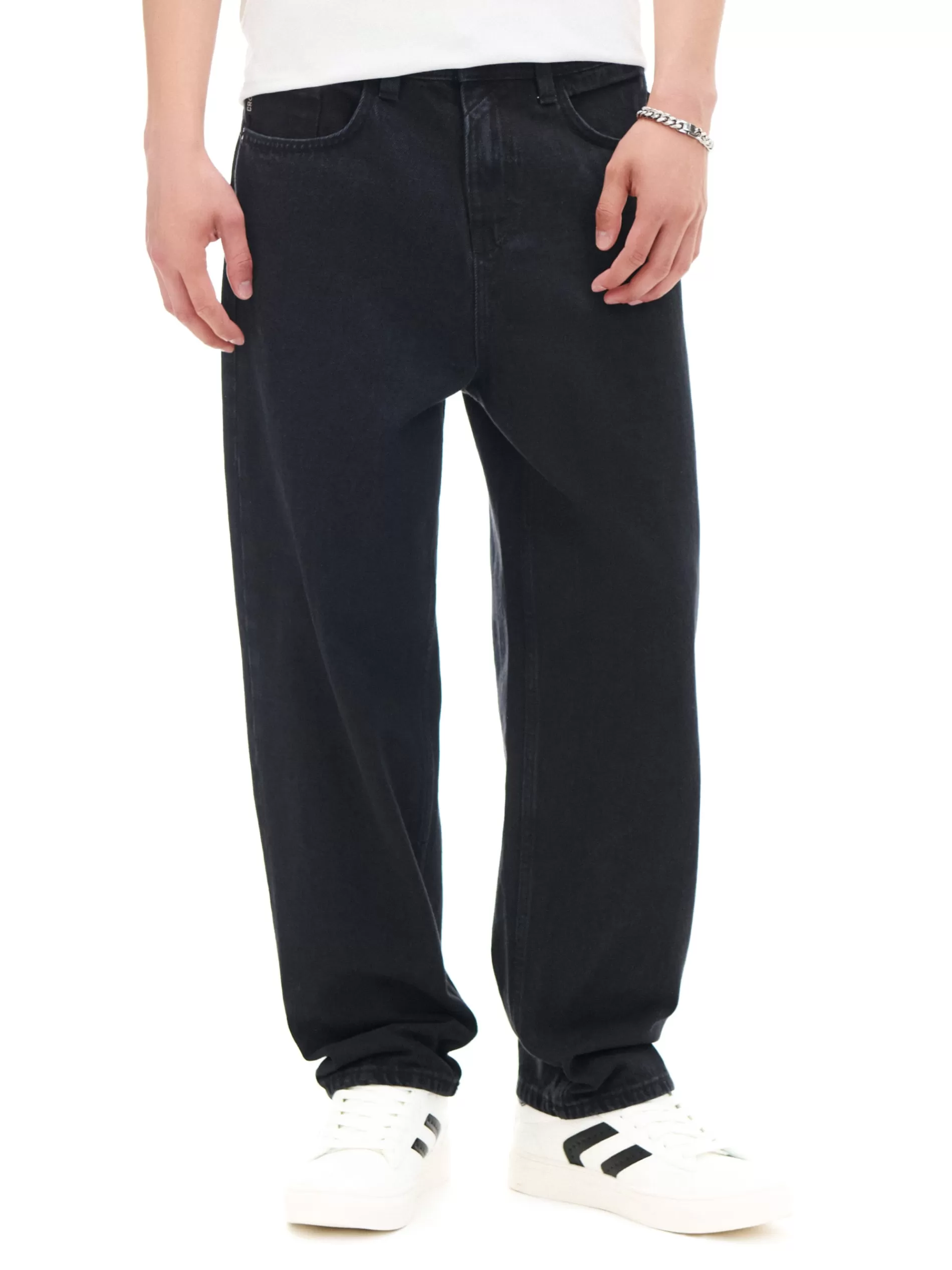 Cropp Jeansy | Czarne jeansy loose czarny