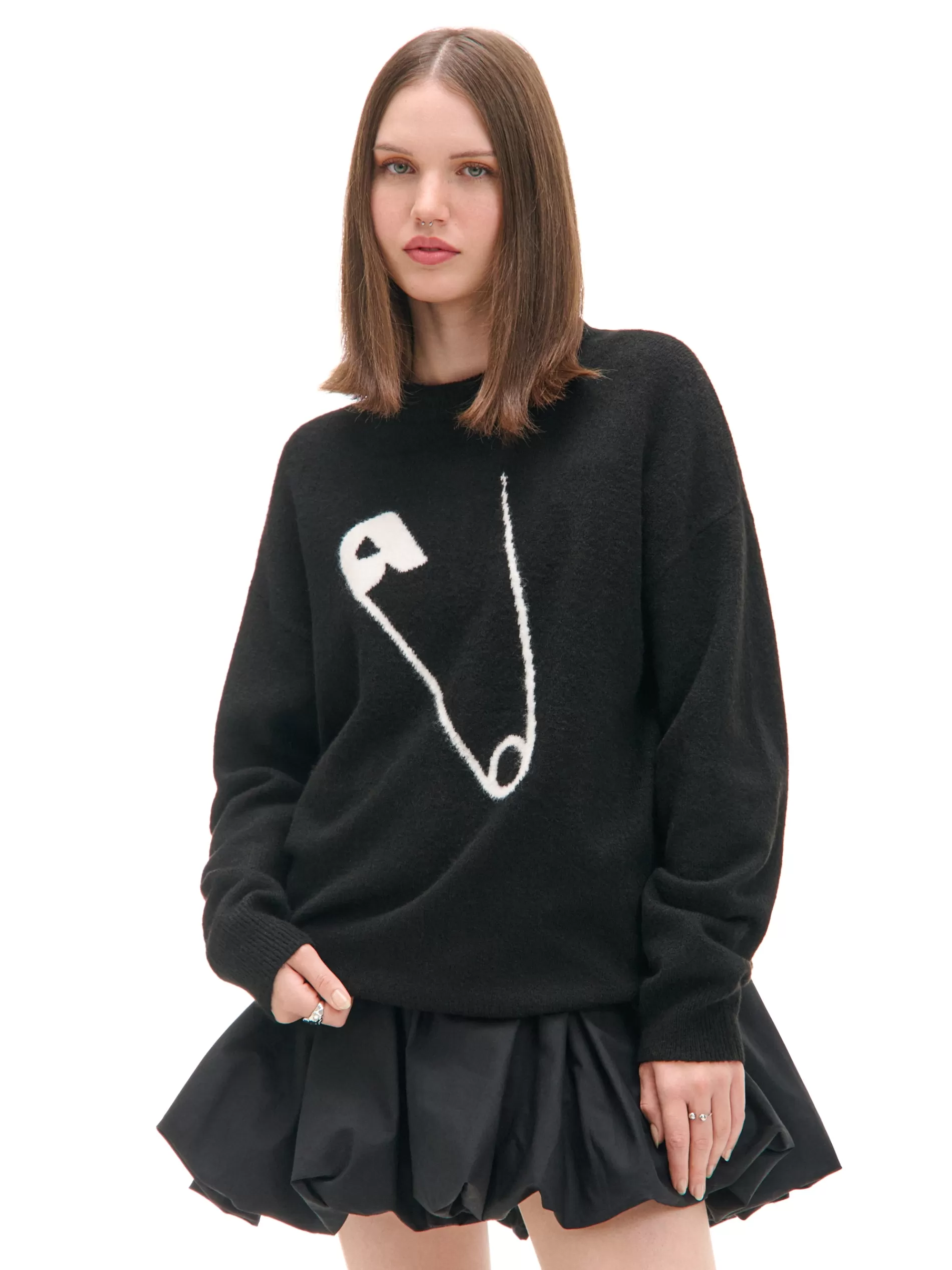 Cropp Swetry | sweter ze agrafką czarny