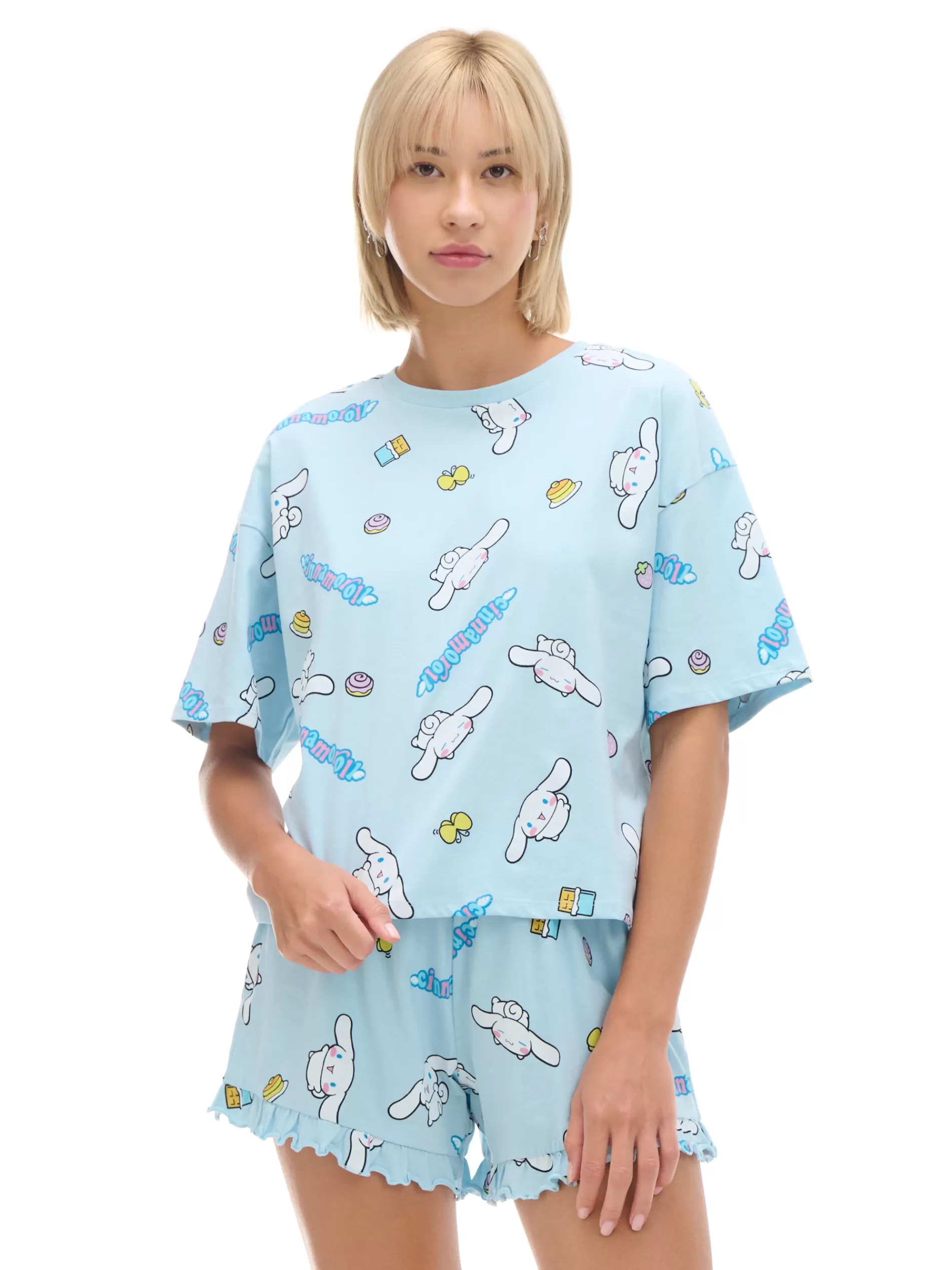 Cropp Piżamy | Dwuczęściowa krótka piżama Cinnamoroll różowy