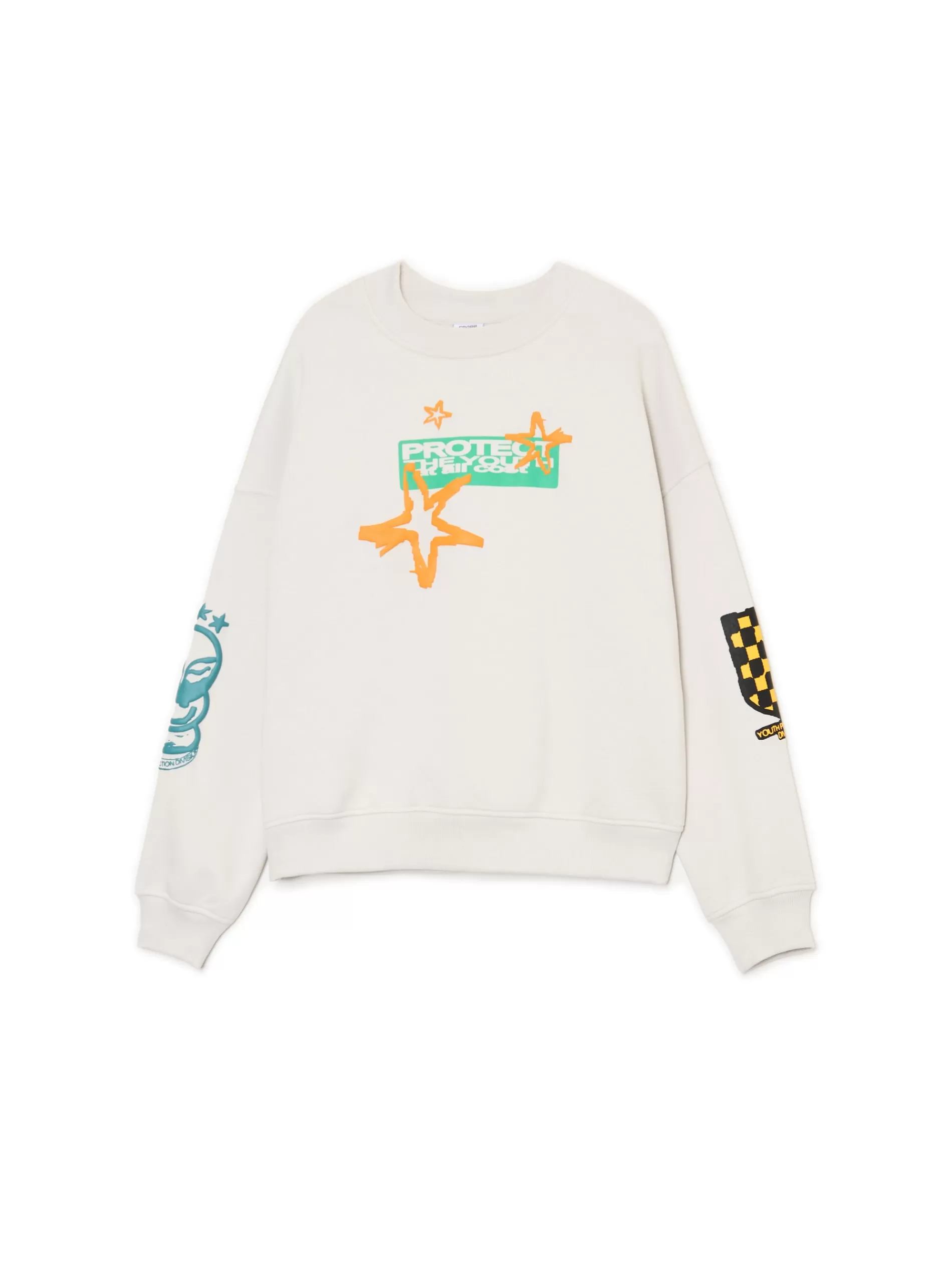Cropp Unisex | Unisex | Jasna bluza z nadrukami UNISEX jasnyszary
