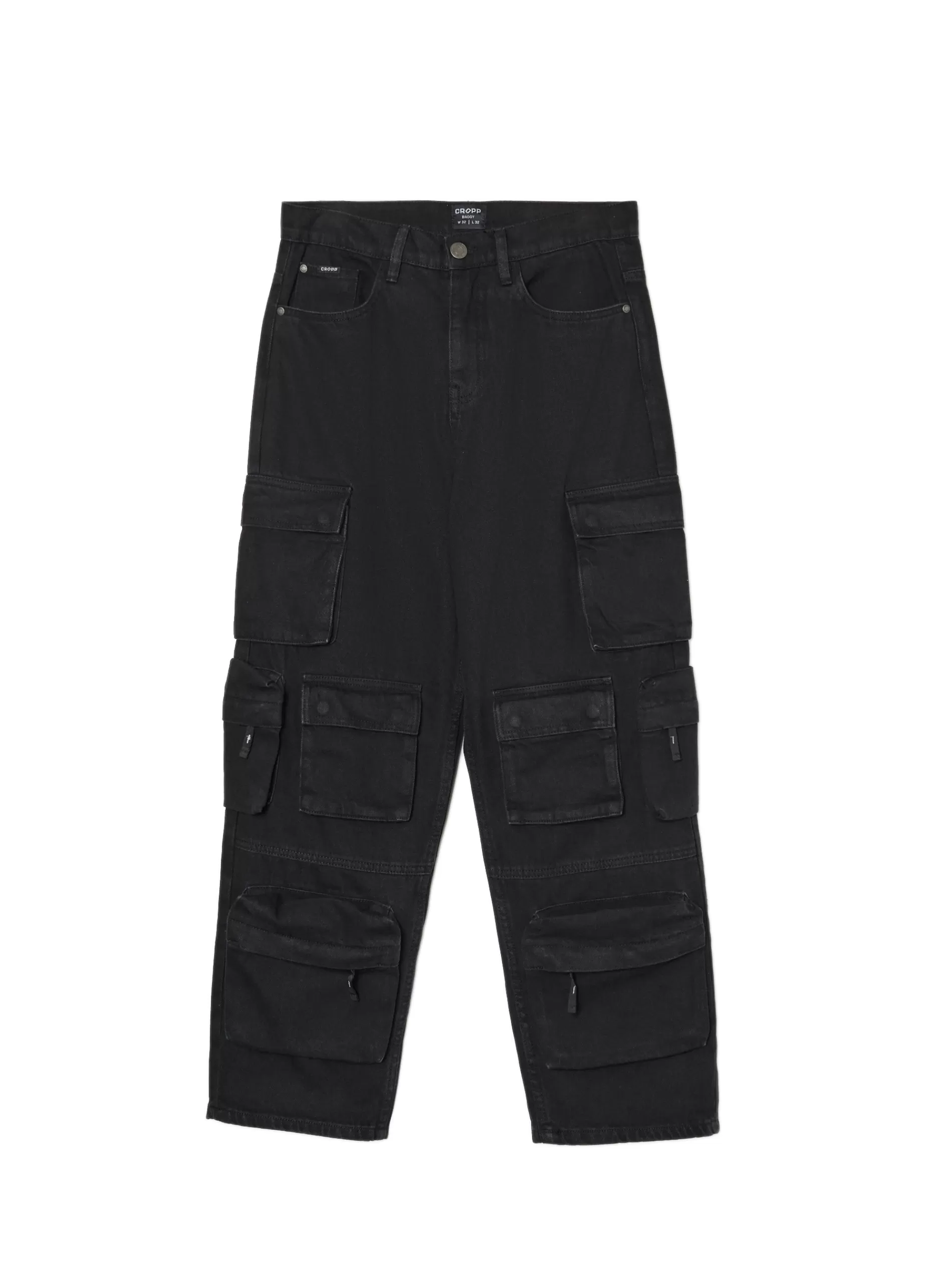 Cropp Jeansy | Baggy | Jeansy baggy multipockets czarny