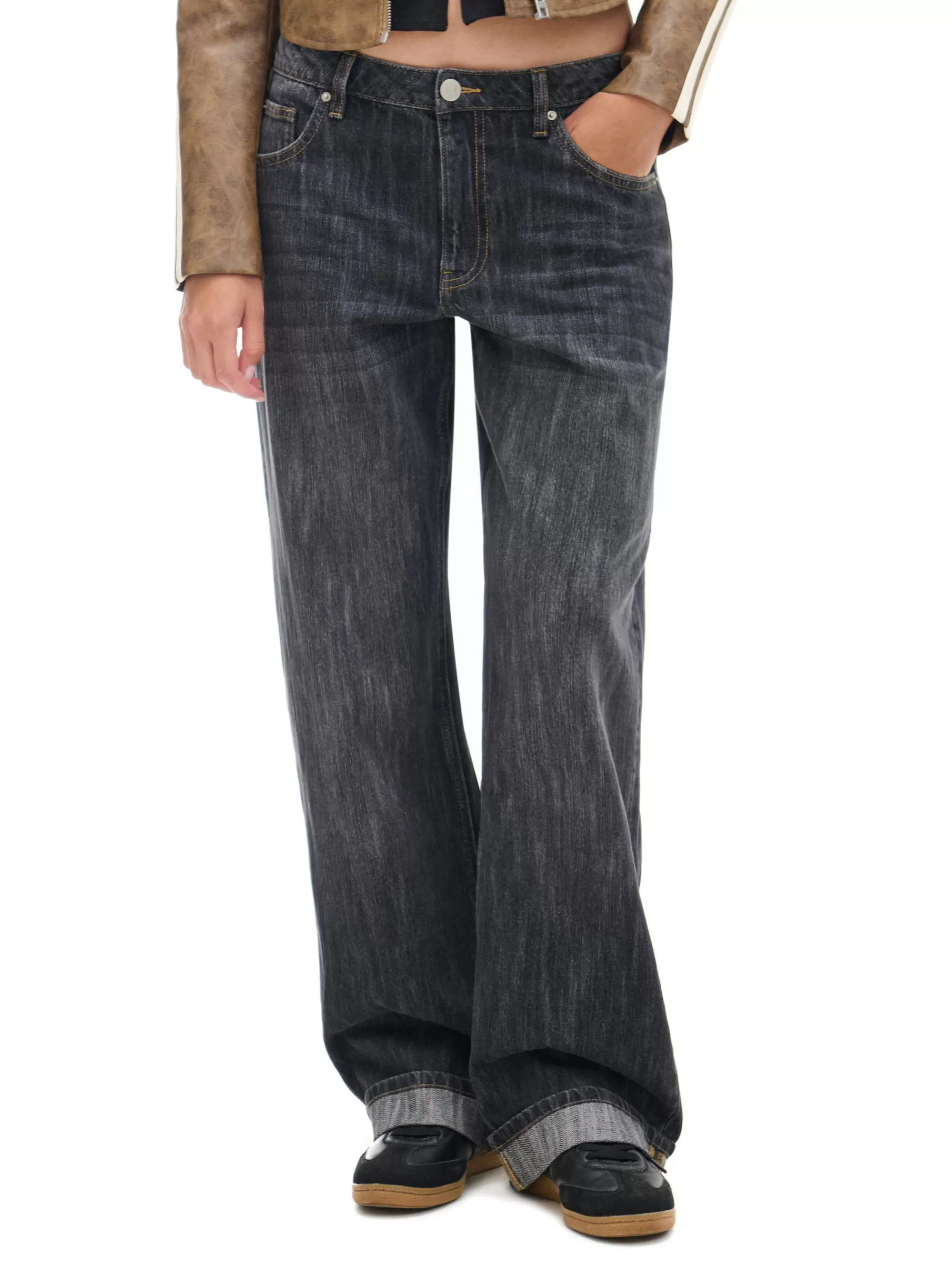Cropp Jeansy | Jeansy baggy w stylu vintage szary