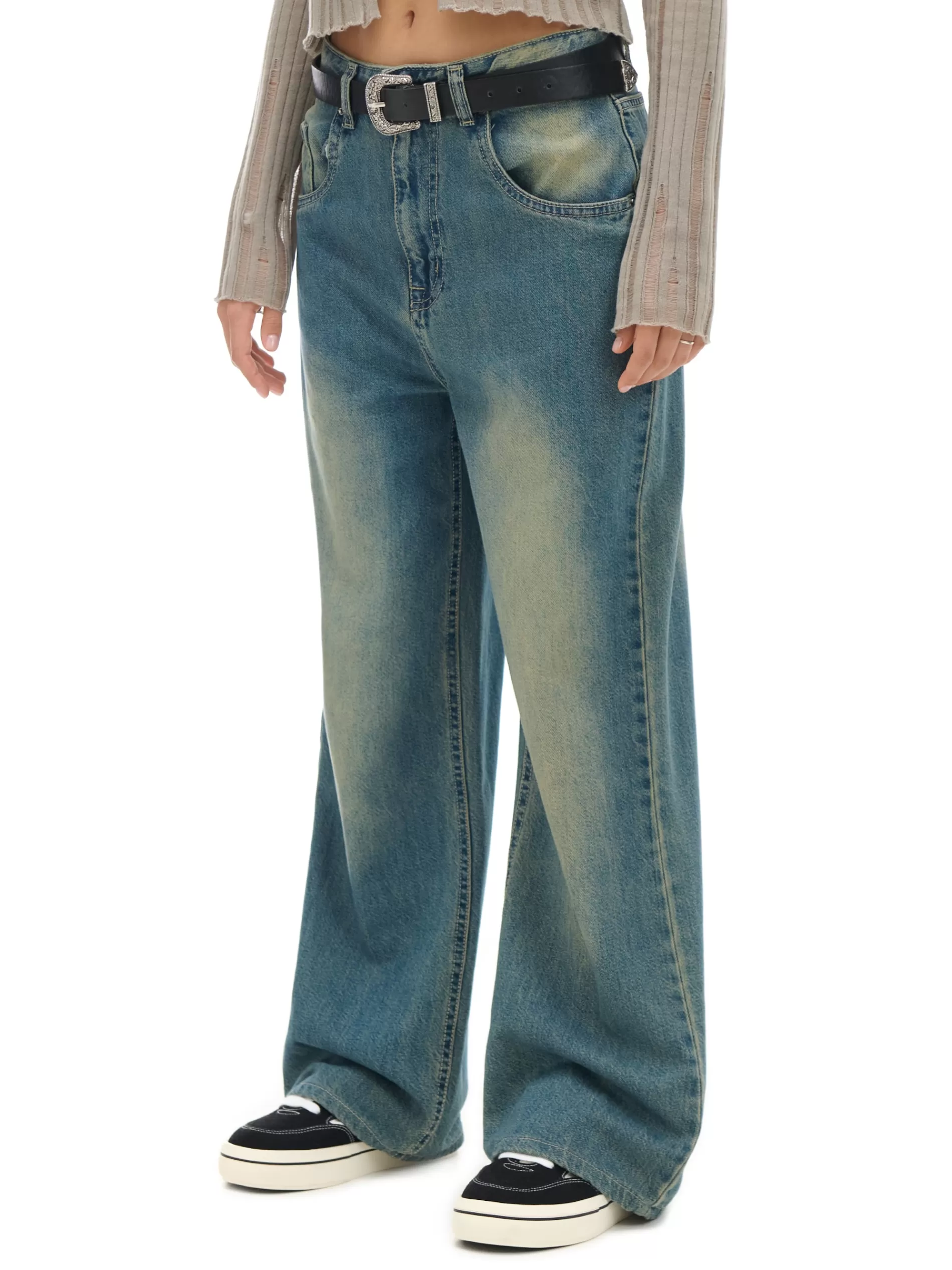 Cropp Jeansy | Jeansy wide leg PETITE niebieski