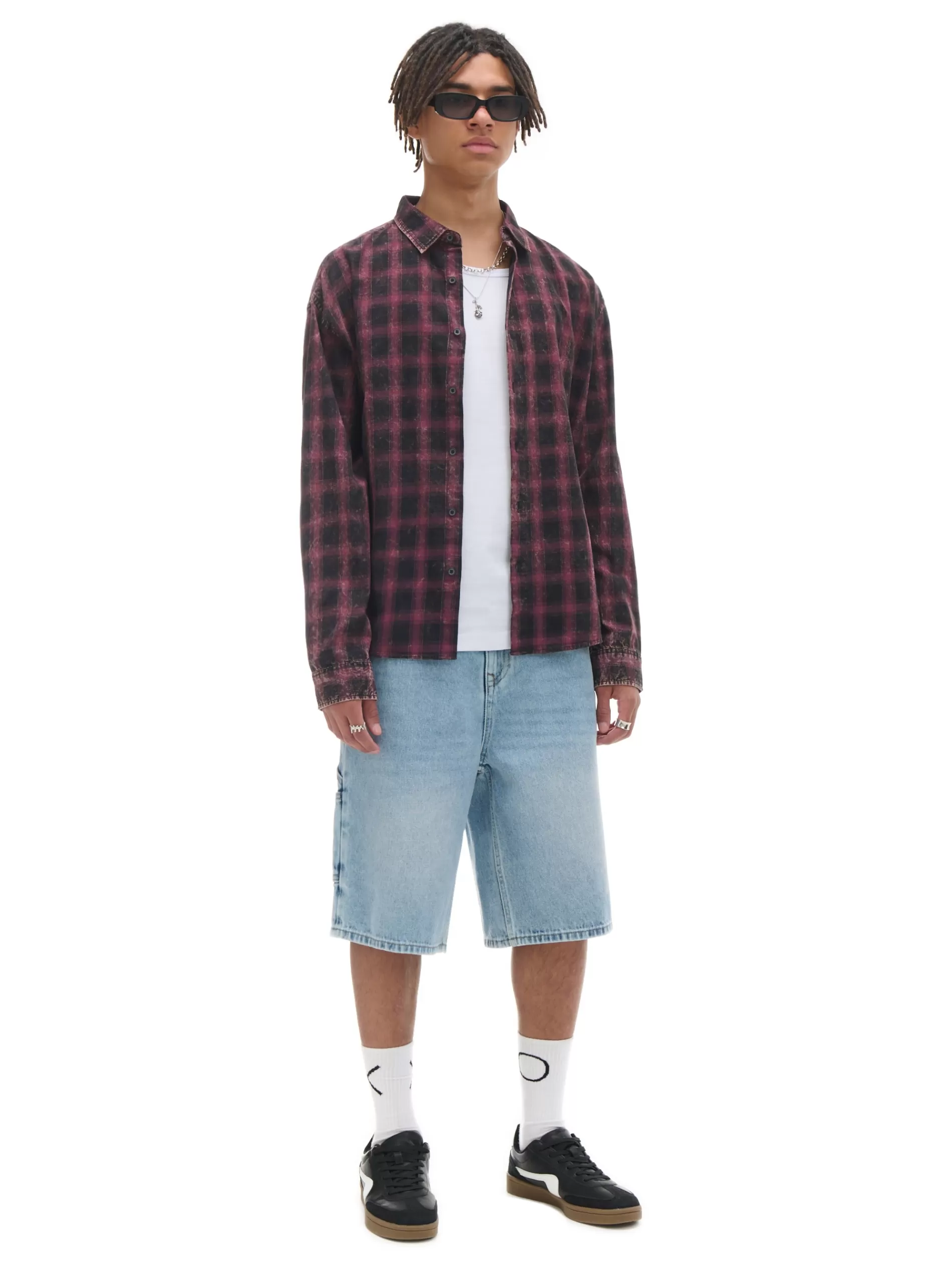 Cropp Koszule | Koszula oversize w kratę czarny