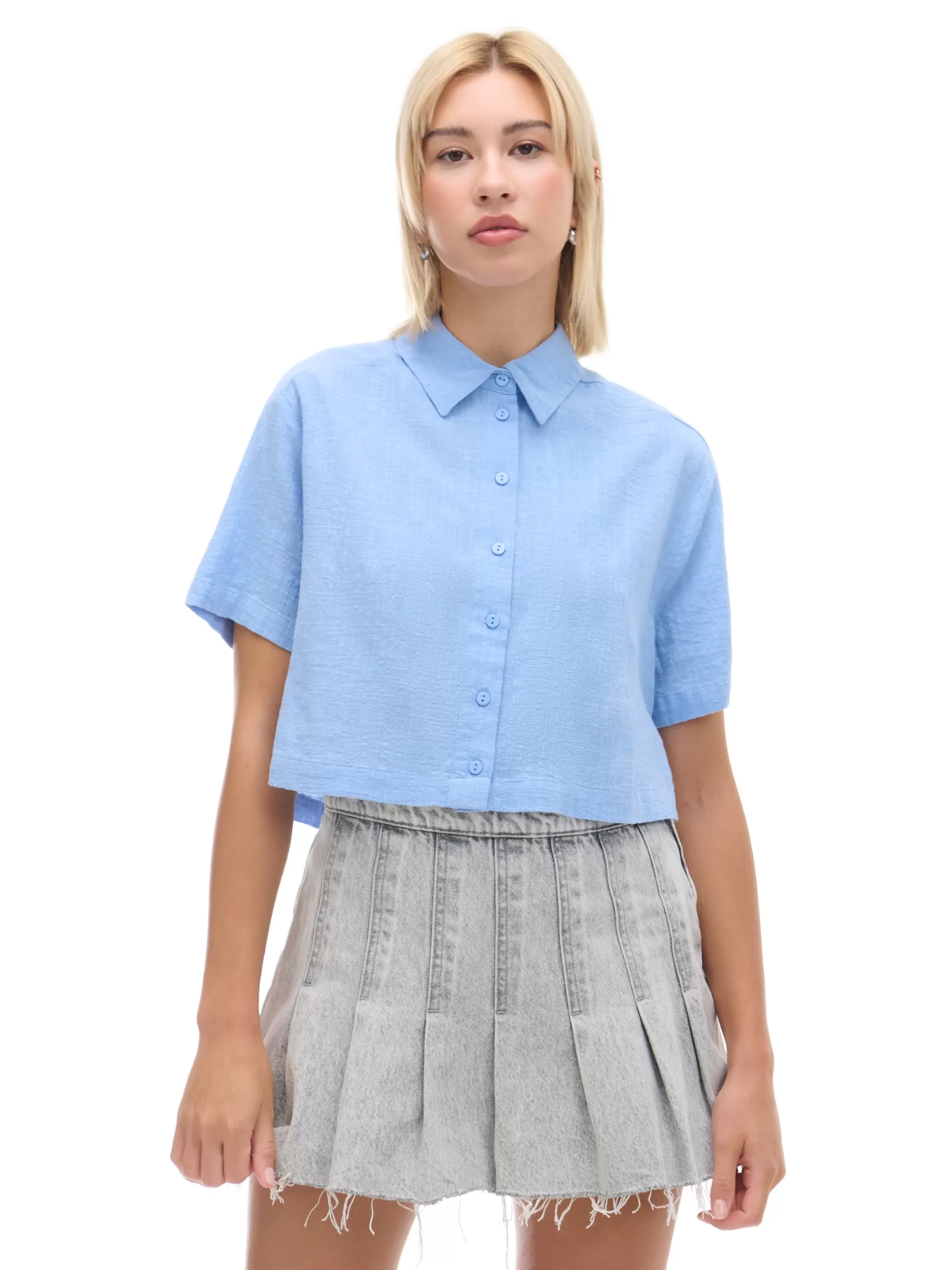 Cropp Koszule, Bluzki | Niebieska koszula w retro stylu błękitny