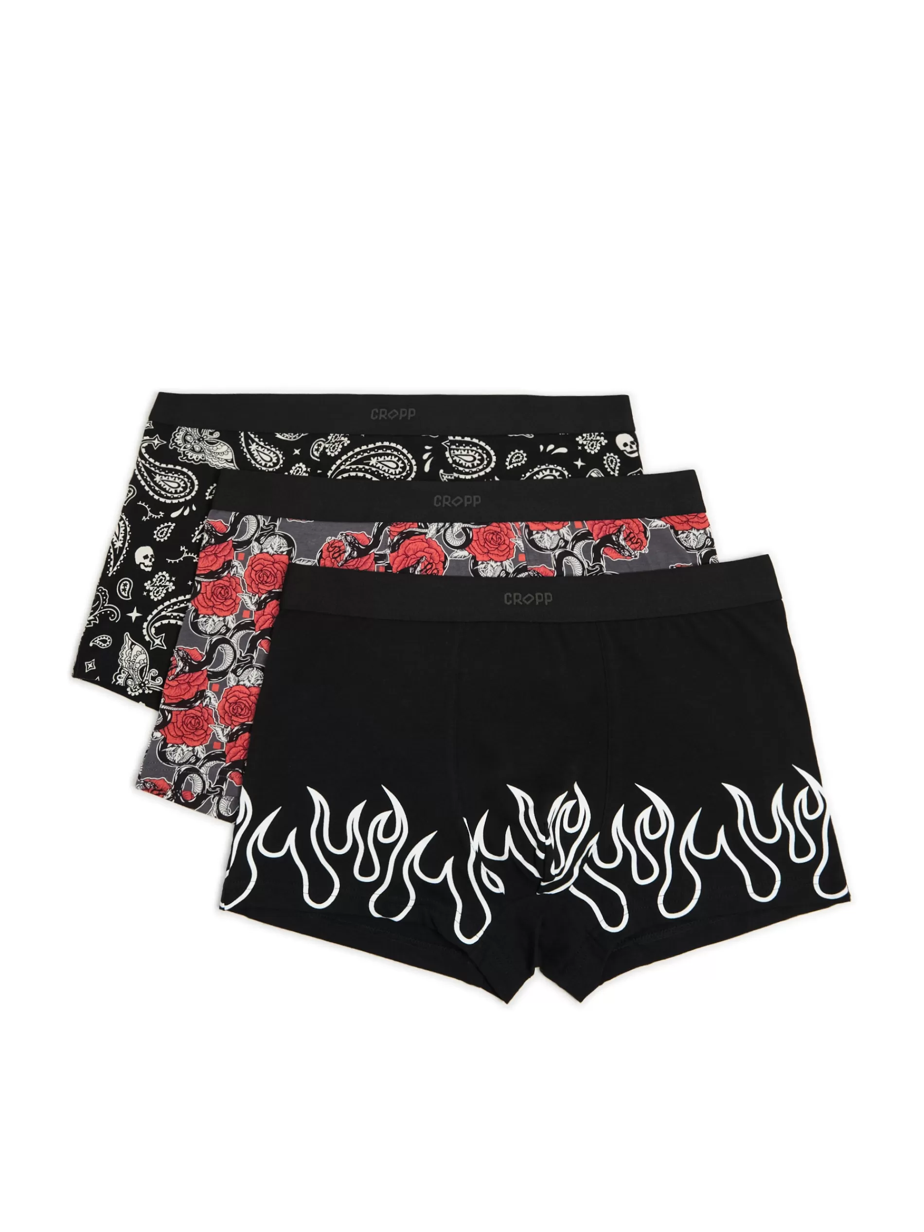 Cropp Bokserki | 3 pack bokserek w stylu punk rock czarny