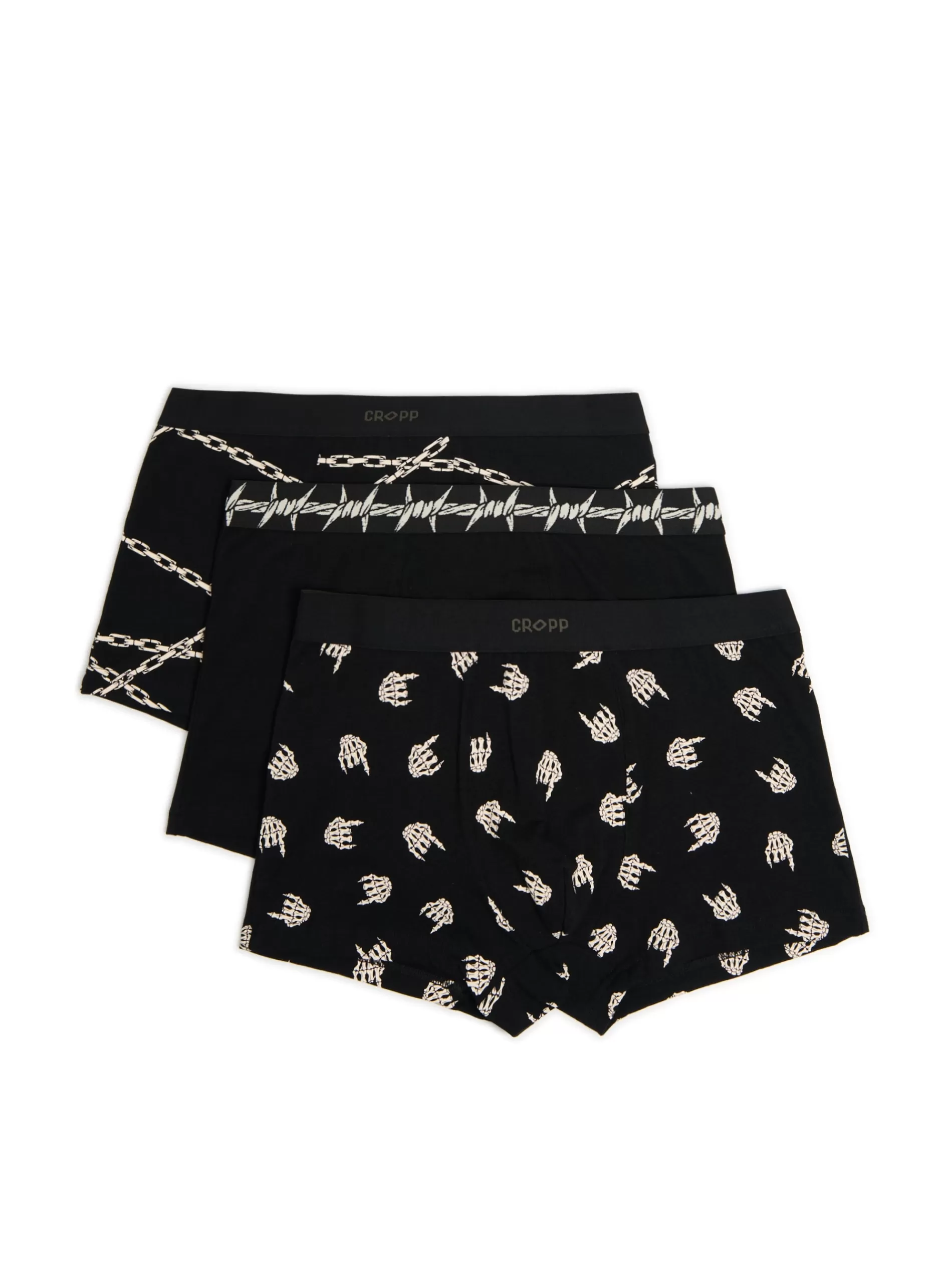Cropp Bokserki | 3 pack ch bokserek z nadrukiem czarny