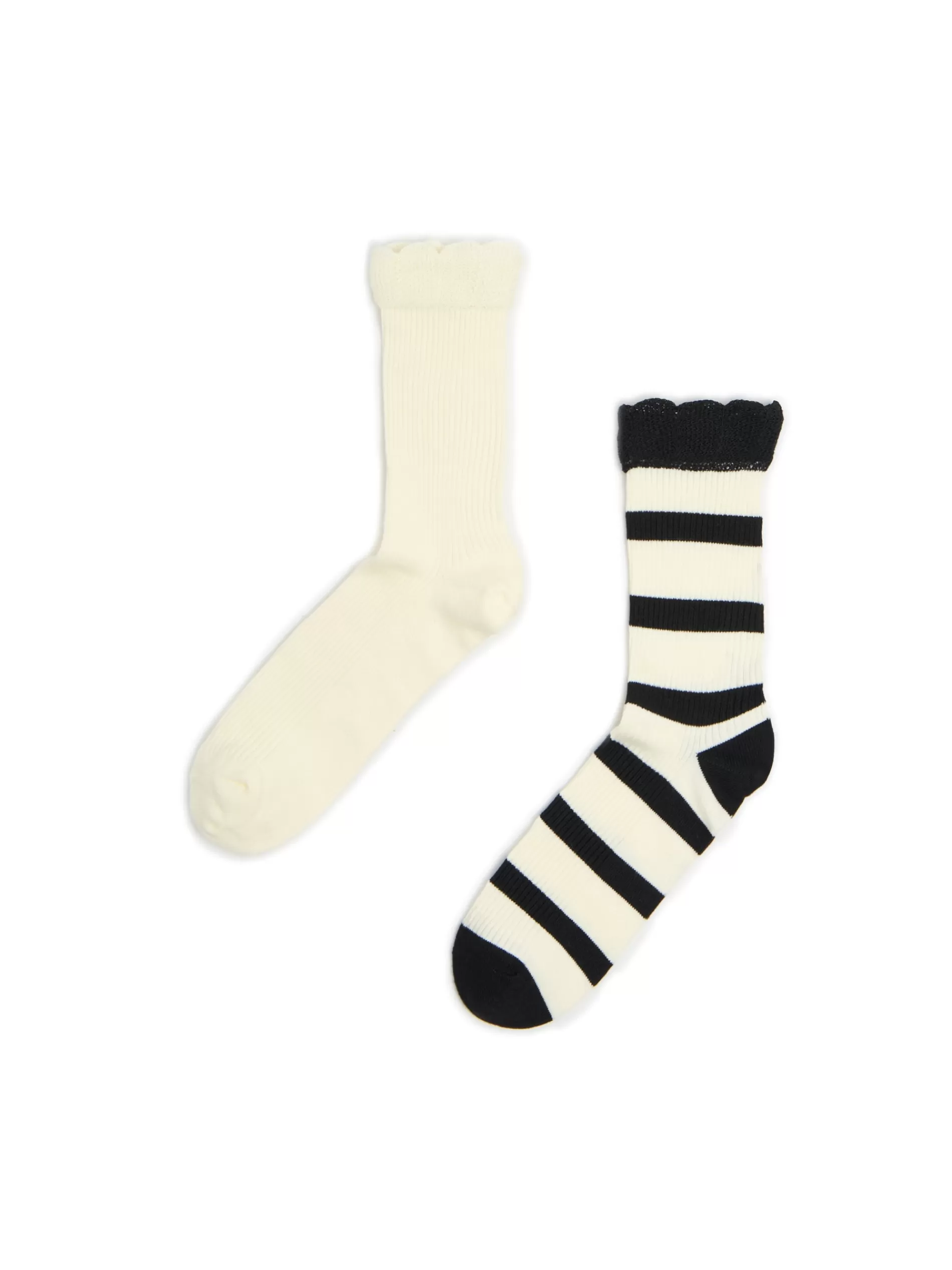 Cropp Skarpety, Rajstopy | 2 pack skarpet z koronką kremowy