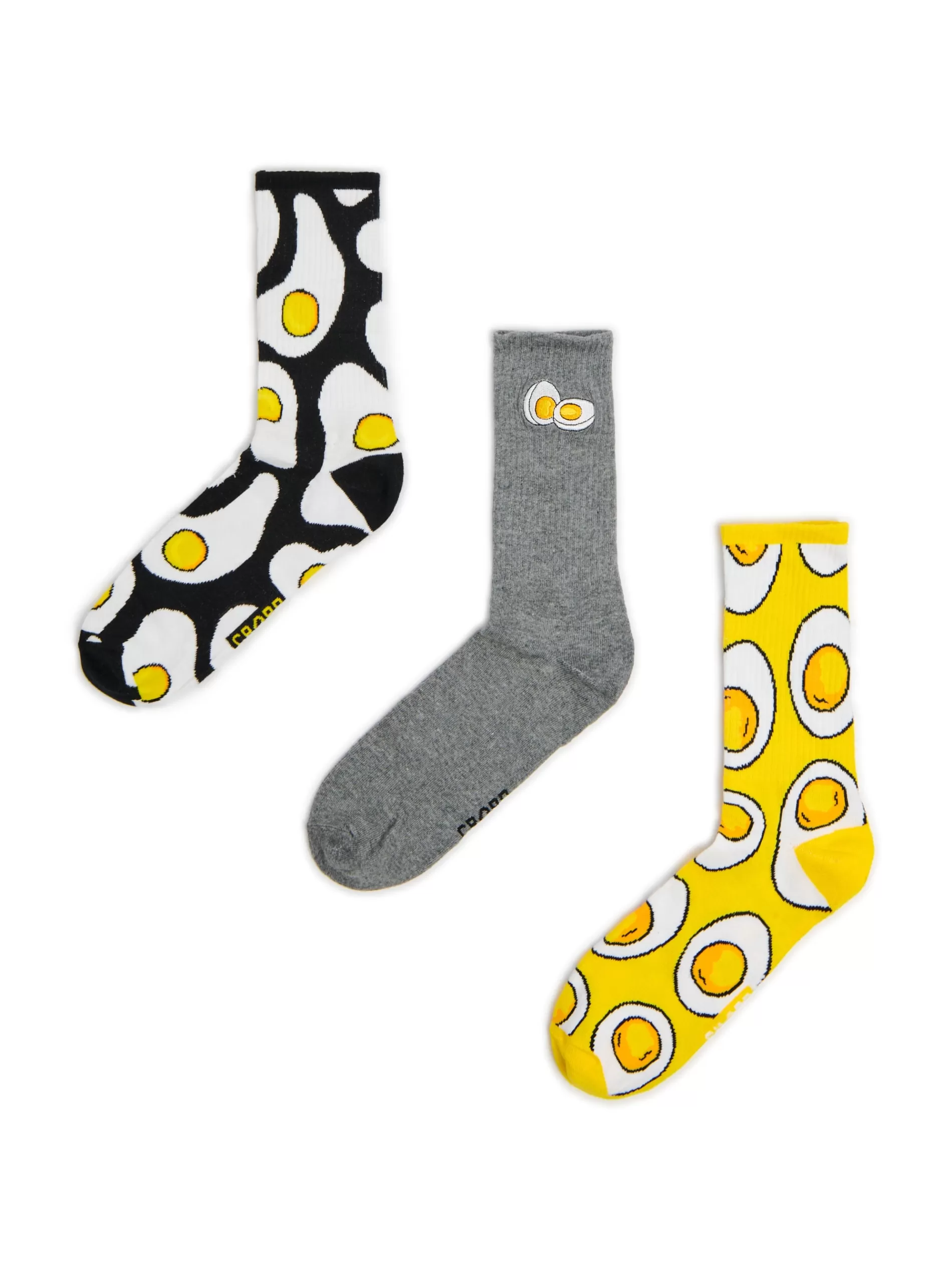 Cropp Skarpetki | 3 pack skarpet z motywem jajek żółty