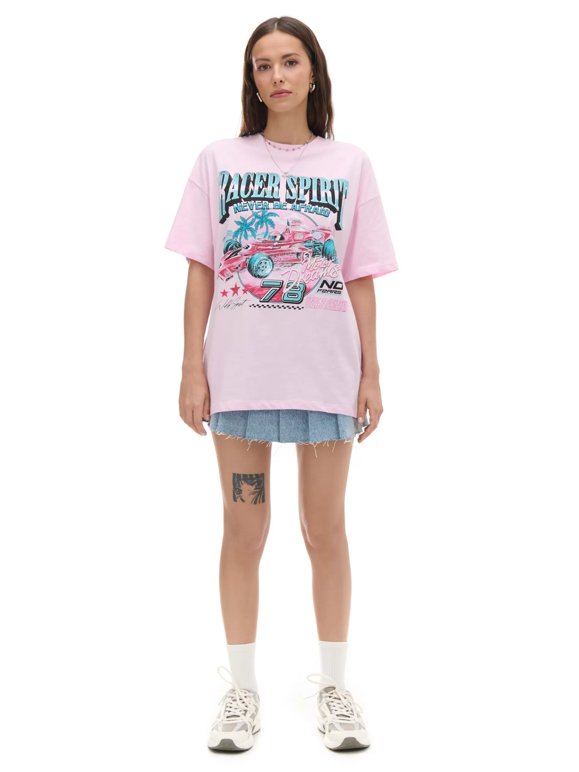 Cropp Koszulki, Topy | T-shirt z nadrukiem różowy