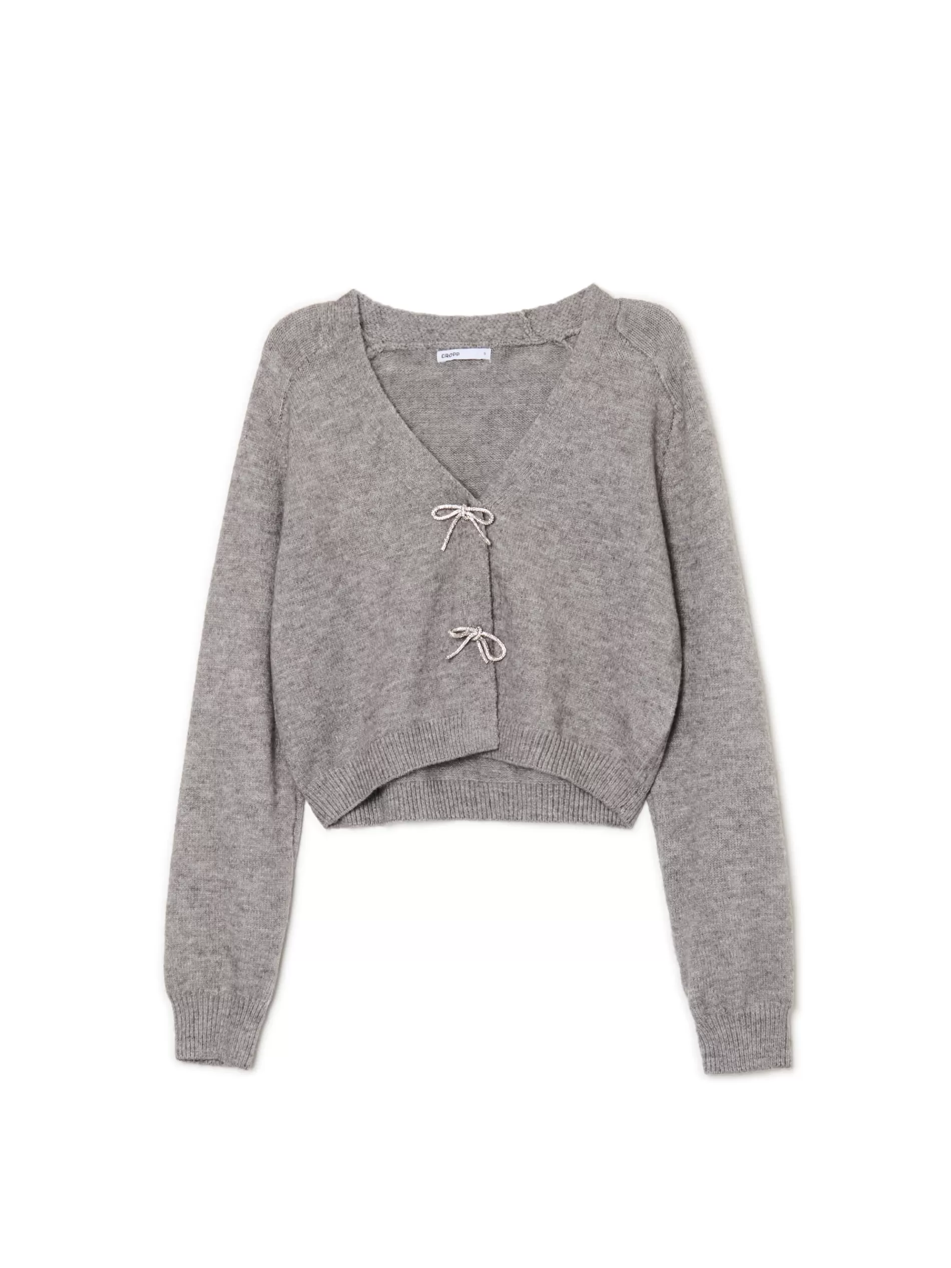 Cropp Swetry | sweter z ozdobnymi kokardami szary