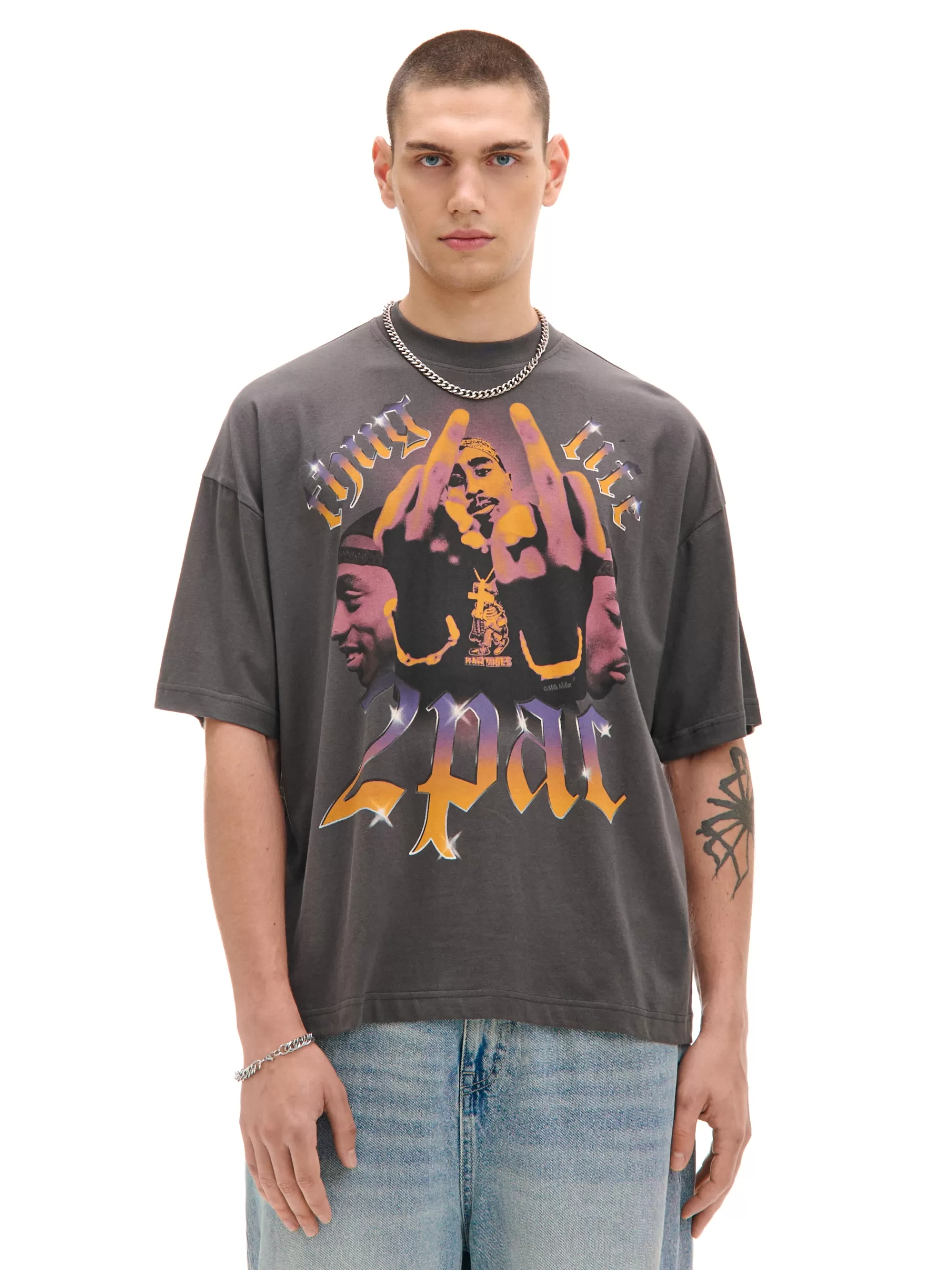 Cropp Koszulki | Unisex | T-shirt z nadrukiem Tupac UNISEX szary