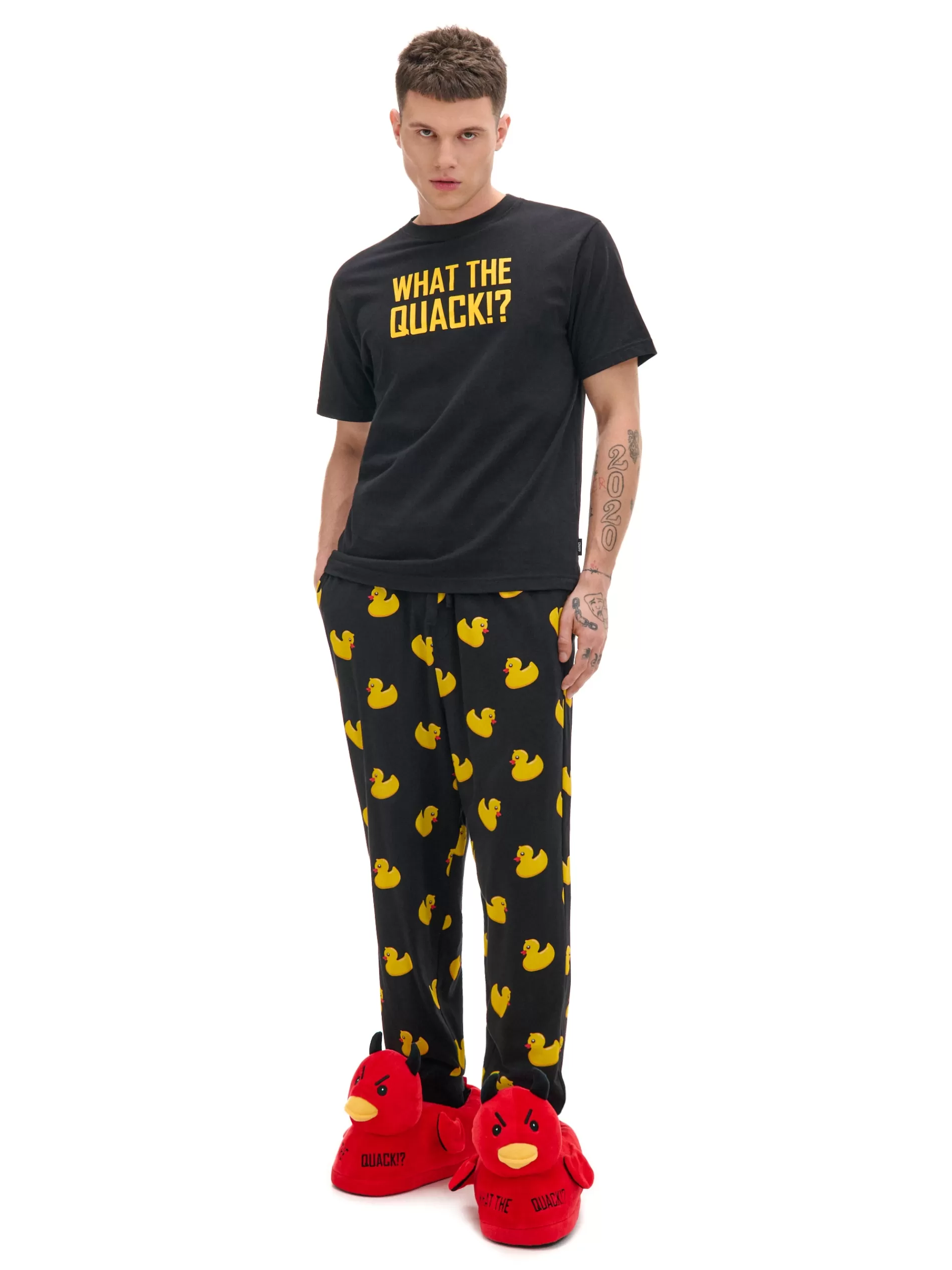 Cropp Cozy | Piżamy, Kapcie | Świąteczna piżama w kaczki żółty