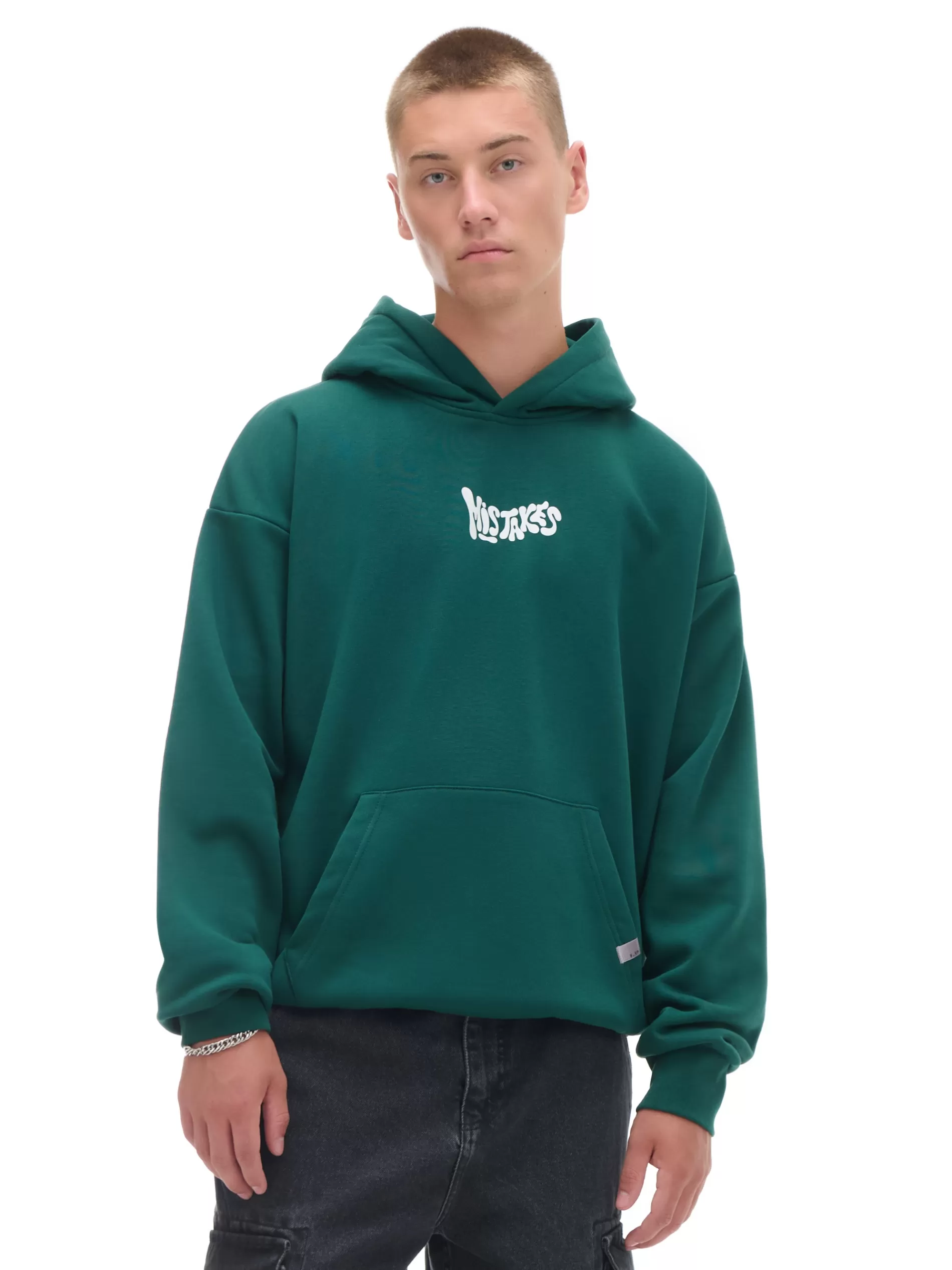 Cropp Bluzy | Zielona bluza hoodie z nadrukiem zielony
